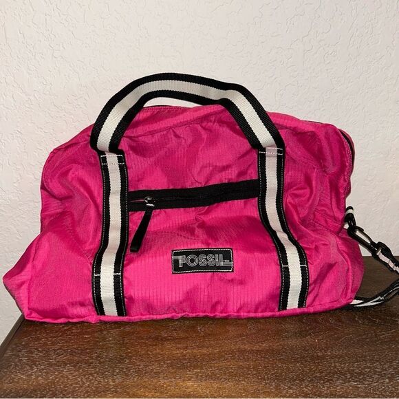 Fossil Nylon Zipper Closure Handle Crossbody Travel Duffle Bag - Picture 1 of 10